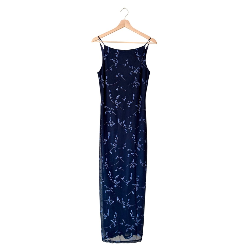 Vintage City Triangles Fairy Mesh Floral Maxi Dress 90s Size S